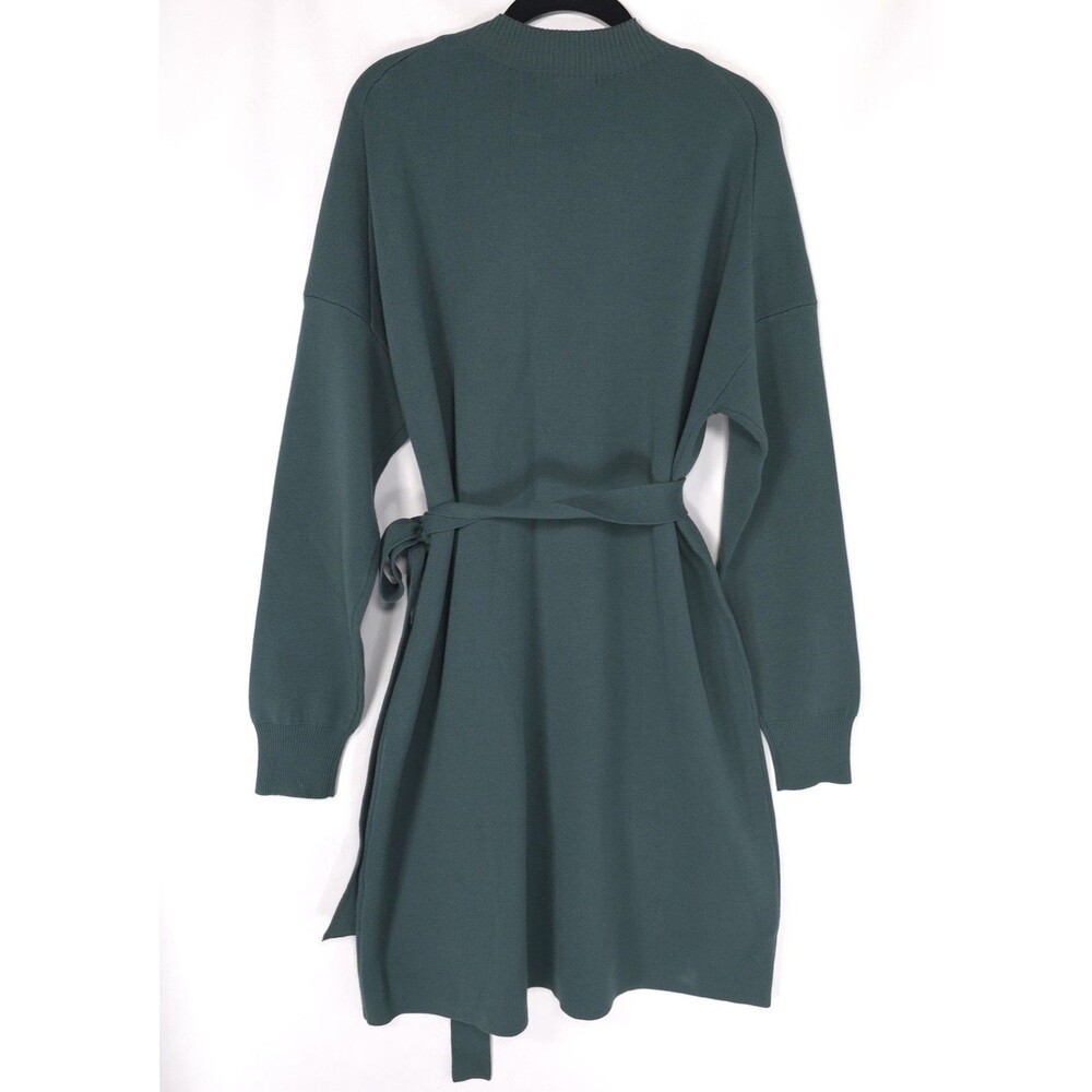 BODEN Women’s Sweater Dress 12R Belted Long Sleeve Green Knit D0354